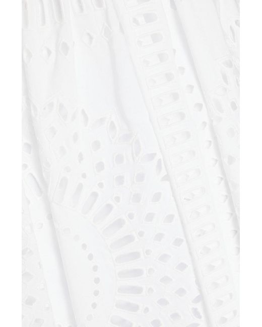Alberta Ferretti White Broderie Anglaise Cotton-blend Maxi Skirt
