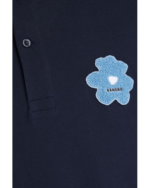 Sandro Poloshirt aus baumwoll-piqué mit applikationen in Blue für Herren