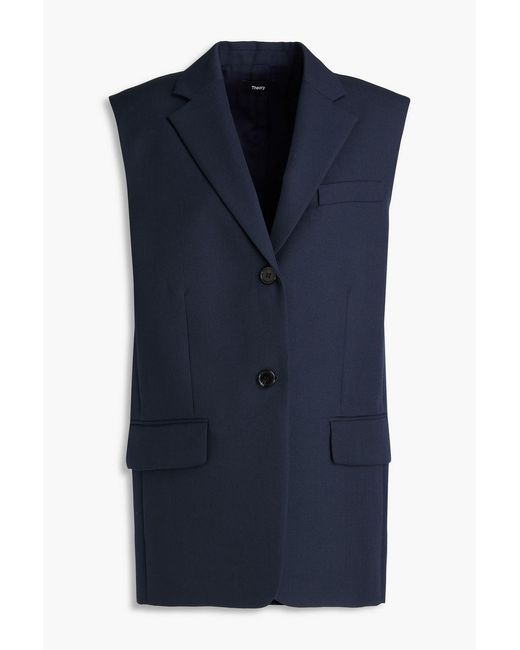 Theory Blue Wool-Blend Vest