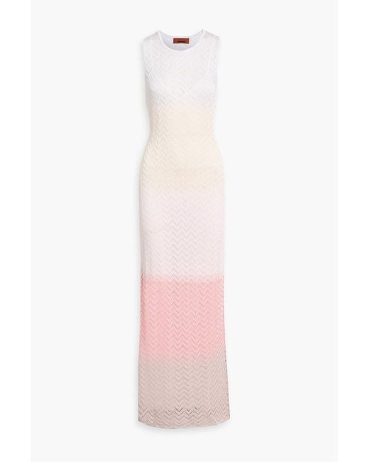 Missoni Pink Space-Dyed Crochet-Knit Maxi Dress