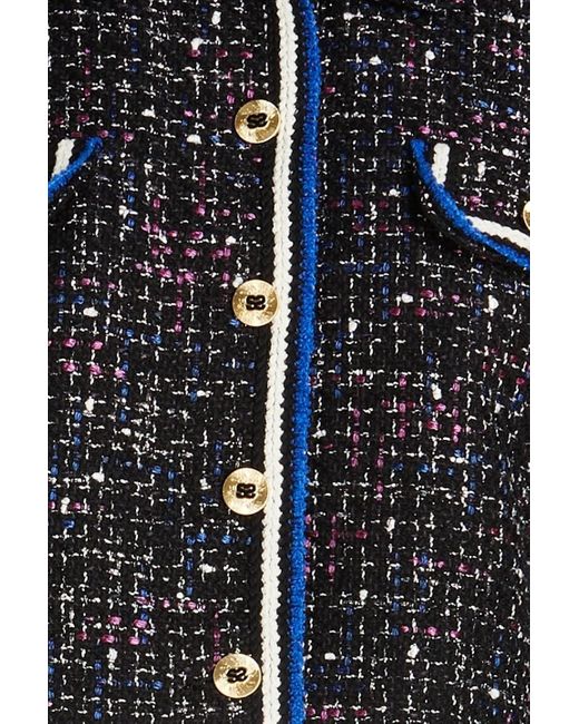 Sandro Black Cropped Metallic Cotton-blend Tweed Jacket