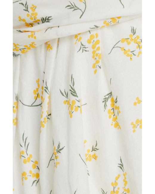 Claudie Pierlot Natural Pleated Floral-print Slub Woven Mini Dress