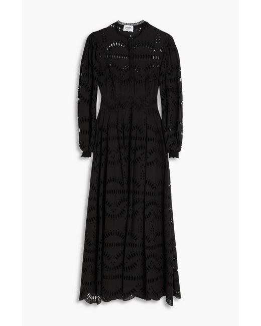 Charo Ruiz Black Kaika Broderie Anglaise Midi Dress