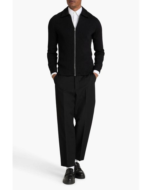 Sandro Black Ribbed Jersey Overshirt for men