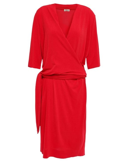 By Malene Birger Red Qizi Wrap-effect Stretch-crepe Dress Crimson
