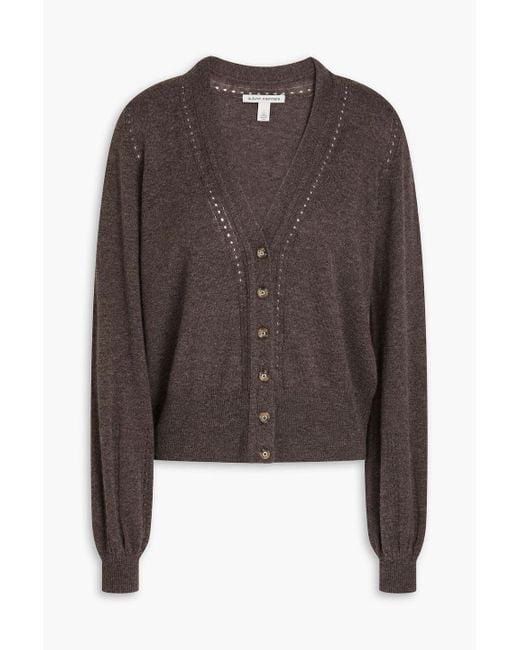 Autumn Cashmere Brown Pointelle-trimmed Cashmere Cardigan