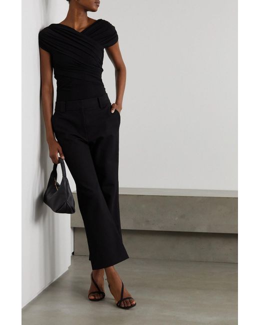 TOVE Black Simone Cropped Cotton-blend Straight-leg Pants
