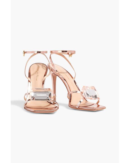 Gianvito Rossi White 105 Crystal-embellished Leather Sandals
