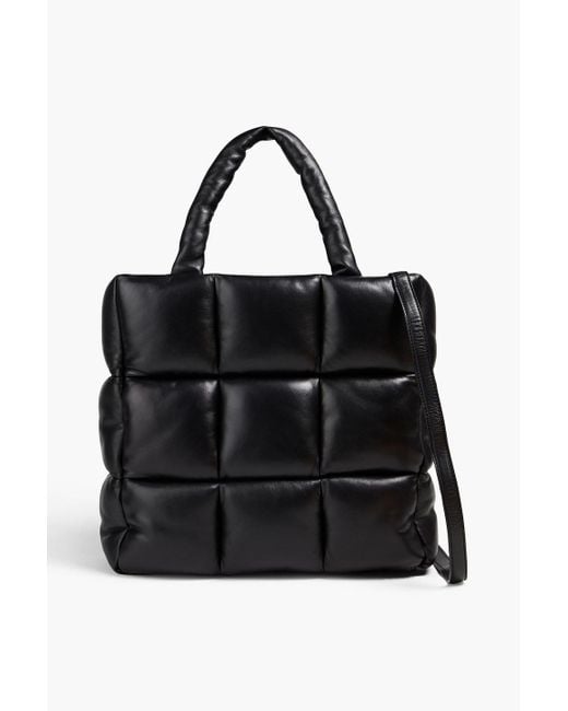 Stand Studio Black Assante Quilted Leather Tote