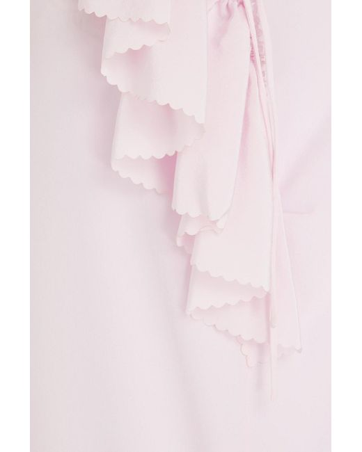 Victoria Beckham Pink Ruffled Silk Crepe De Chine Blouse
