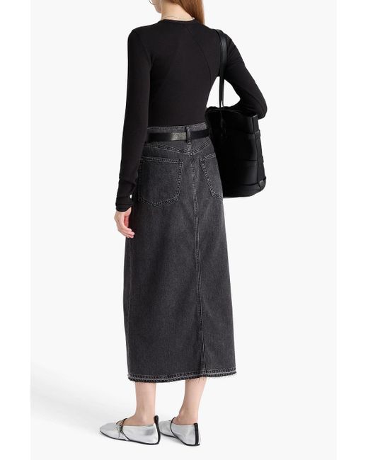 Rag & Bone Black Clara Denim Midi Skirt
