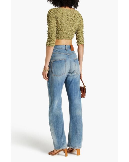 Mara Hoffman Green Aja Cropped Tm Lyocell Popcorn Top