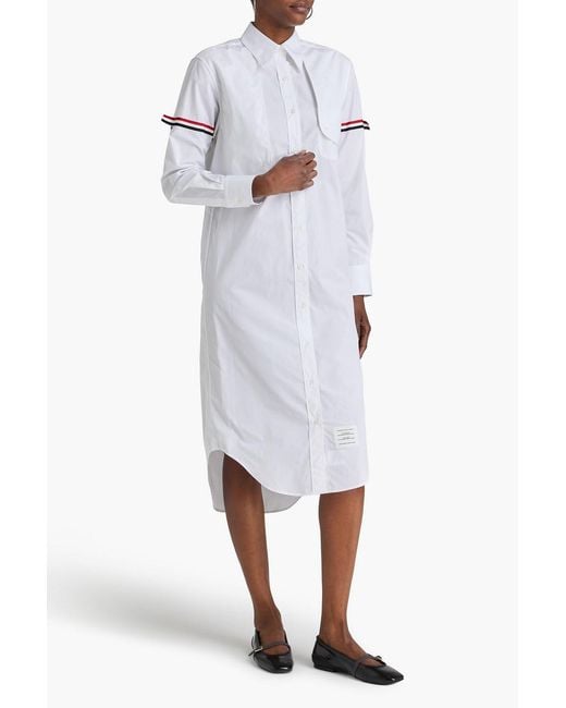 Thom Browne White Cotton-Poplin Midi Shirt Dress