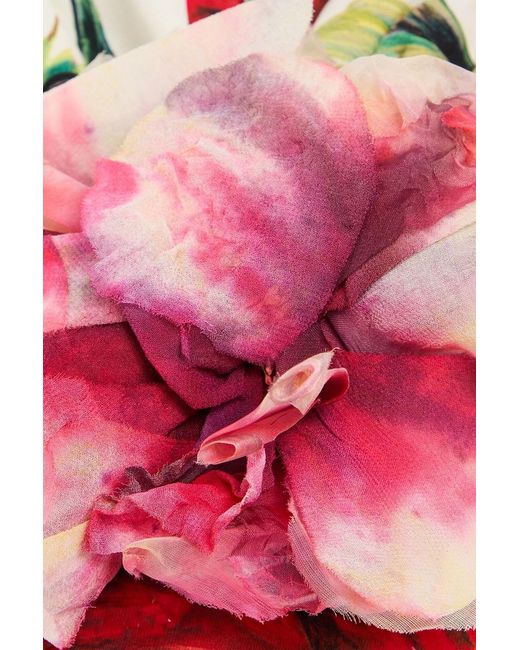 Dolce & Gabbana Red Floral-Print Silk-Blend Crepe De Chine Turban