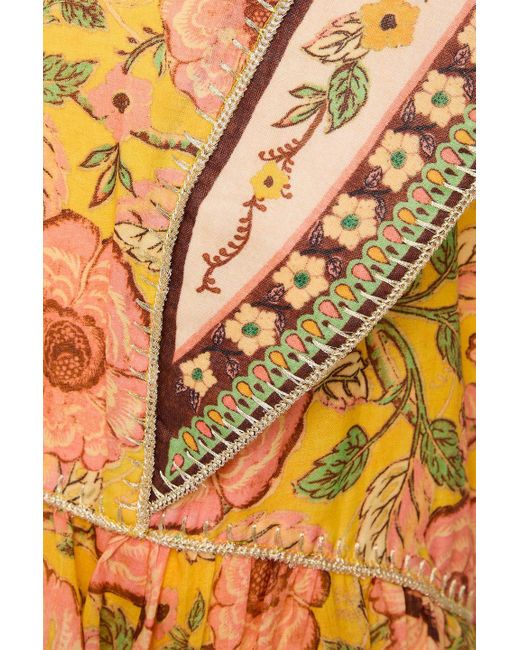 Zimmermann Yellow Floral-Print Ramie Mini Dress