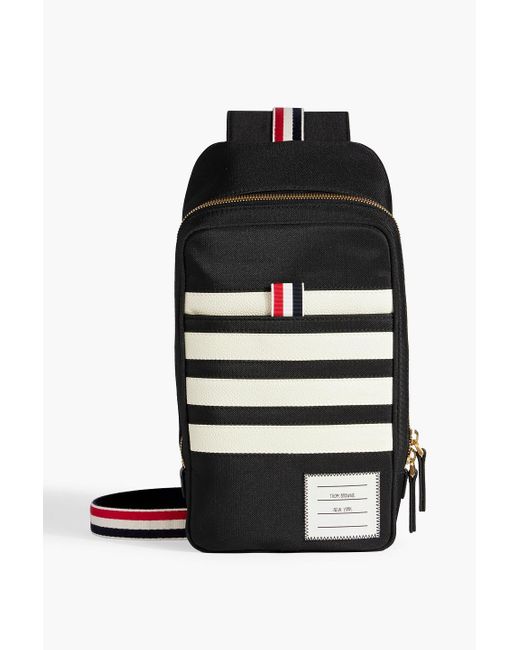 Thom Browne Black Leather-trimmed Striped Shell Messenger Bag for men