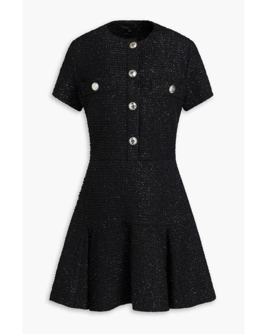 princess polly baby blue dress Karen Millen Black Tailored Sequin Tweed Tie Bow Neck Embellished Mini –  Reliked main image 1