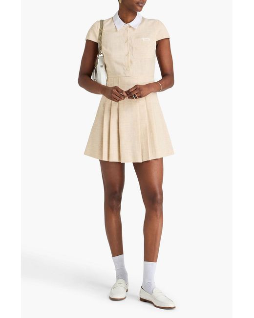 Claudie Pierlot Natural Pleated Woven Mini Shirt Dress