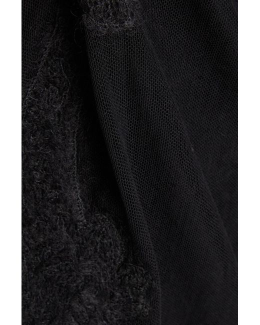 Dolce & Gabbana Black Embroidered Tulle Midi Dress