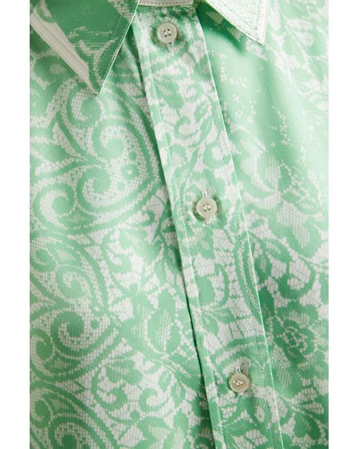 Victoria Beckham Green Bedrucktes hemd aus satin