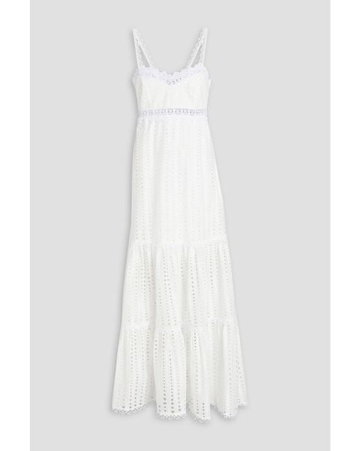 Charo Ruiz White Gomera Tiered Broderie Anglaise Cotton-blend Maxi Dress