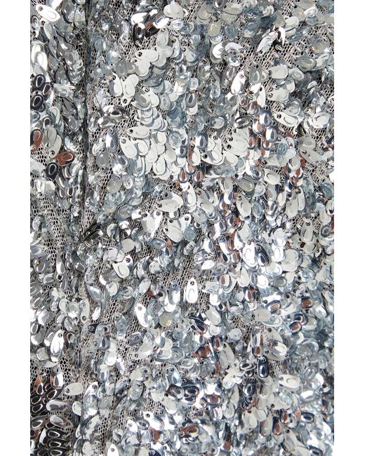 Maje Gray Sequined Stretch-Tulle Maxi Dress