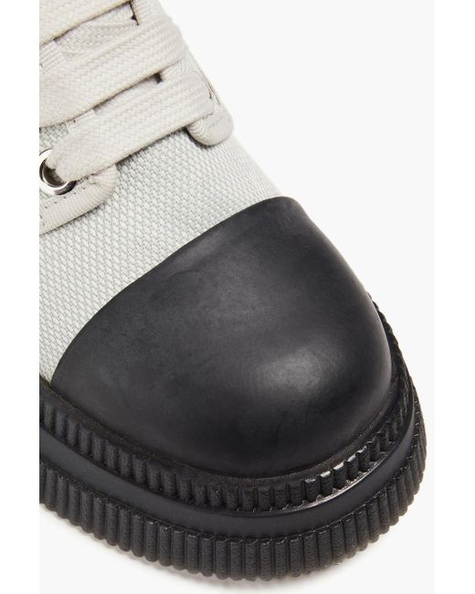 Ganni Gray Rubber And Canvas Brogues