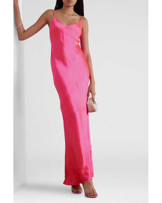 L'Agence Pink Serita Silk-satin Maxi Dress