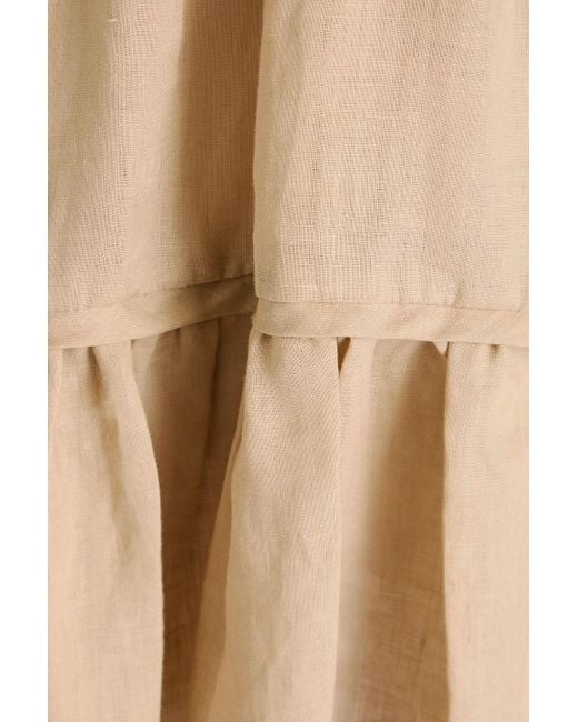 Veronica Beard Natural Hawken Tiered Linen Mini Dress