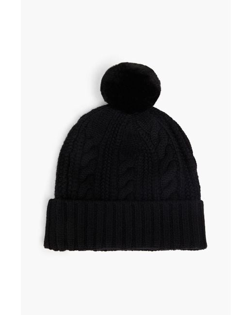 N.Peal Cashmere Black Cable-knit Cashmere Beanie