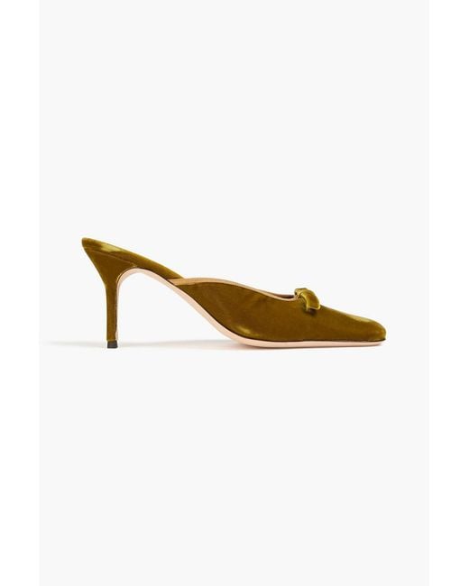 Staud Yellow Karine Velvet Mules