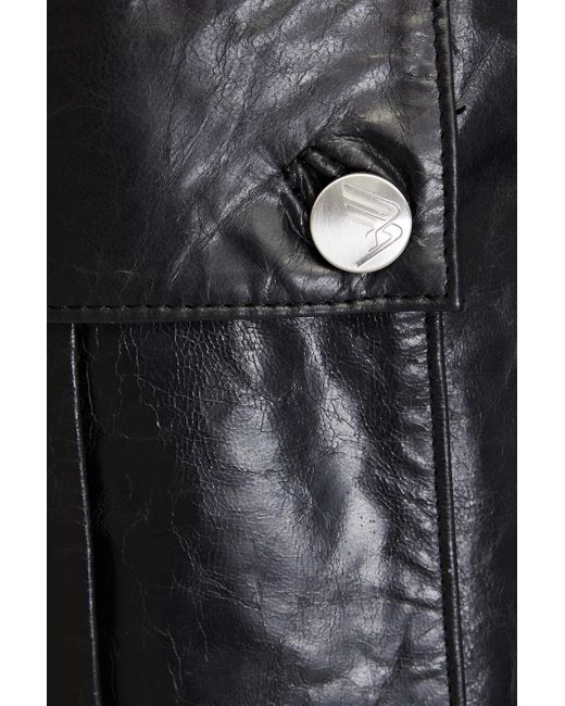 REMAIN Birger Christensen Black Distressed Leather Cargo Pants