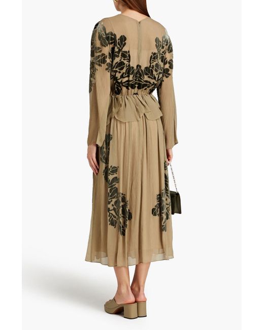 Vince Natural Silk-blend Devoré-velvet Midi Dress