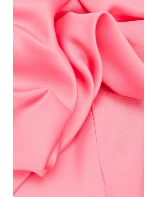 LEO LIN Pink Annie Off-The-Shoulder Satin Midi Dress