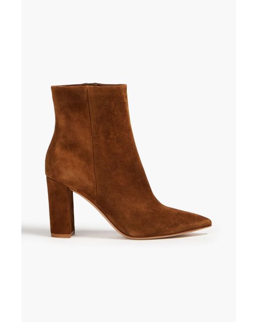 Gianvito Rossi Brown Piper 85 Suede Ankle Boots