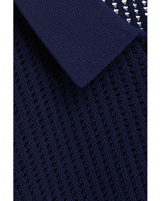 Rag & Bone Blue Viola Ribbed Cotton-Blend Polo Sweater