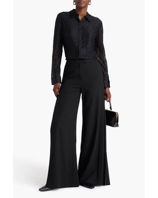 Jonathan Simkhai Black Lilo Pleated Crepe Wide-Leg Pants