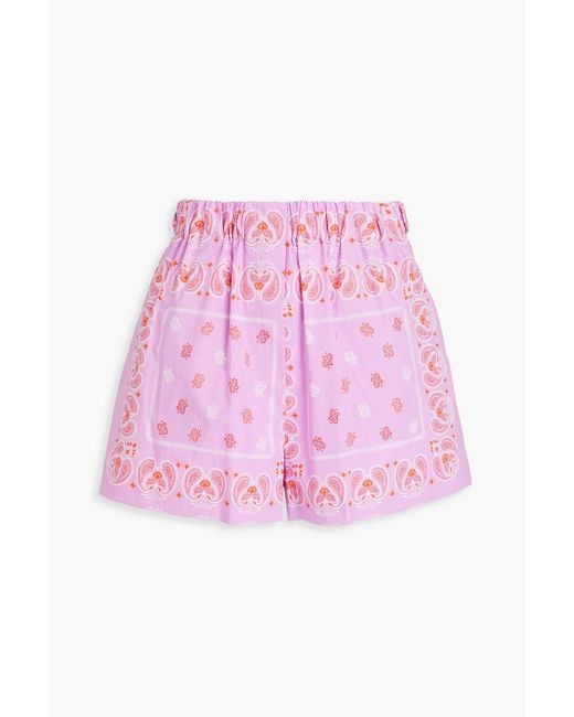 Maje Pink Paisley-print Cotton Shorts