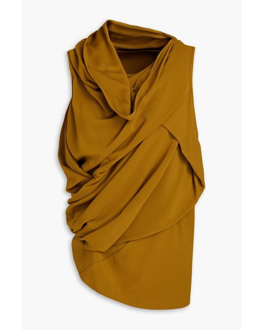 Rick Owens Draped Crepe Top in Yellow | Lyst Canada