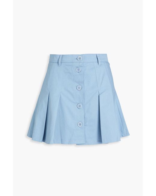 RED Valentino Blue Pleated Stretch Cotton-twill Mini Skirt