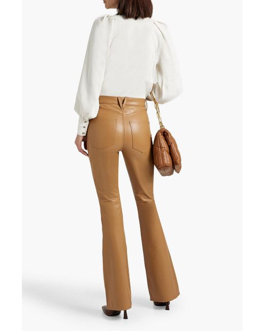 Veronica Beard Natural Beverly Faux Leather Flared Pants