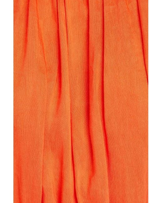 Aje. Orange Cosette midikleid aus einer leinenmischung mit cut-outs