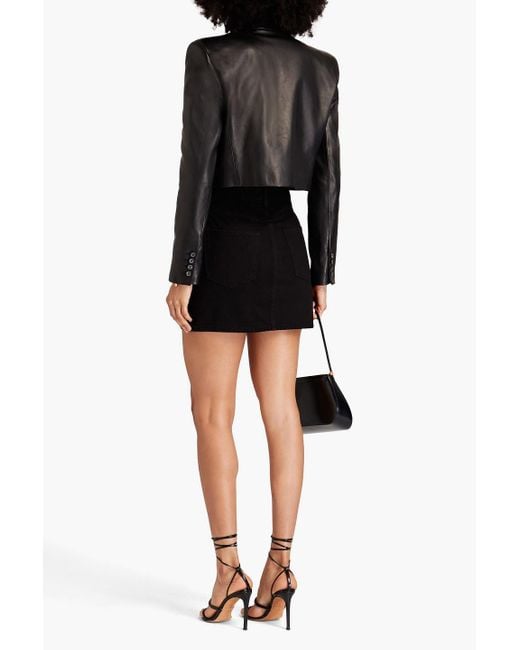 FRAME Black Crystal-embellished Denim Mini Skirt