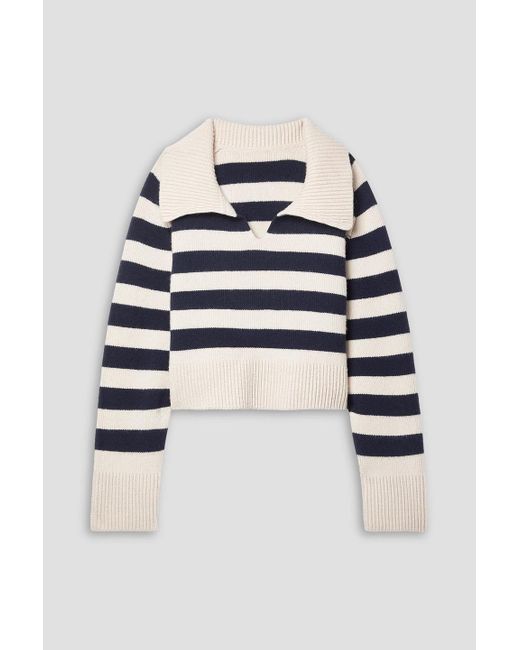 Khaite White Franklin Striped Cashmere-blend Sweater