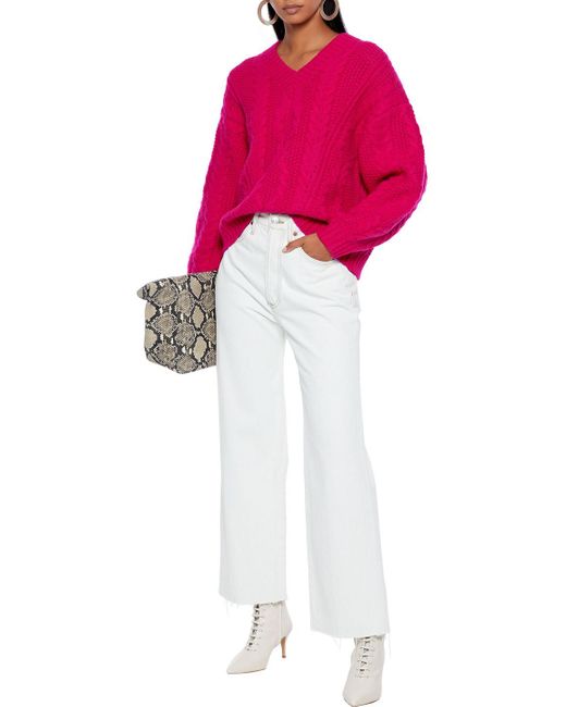Joie Pink Vinita Cable-knit Wool-blend Sweater