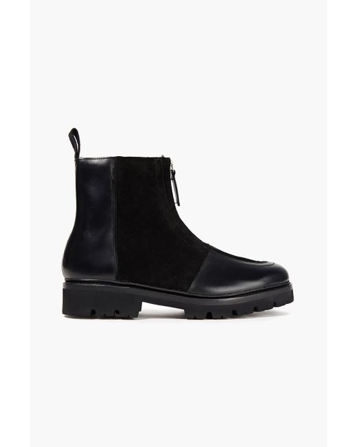 GRENSON Black Zadie Leather And Suede Ankle Boots