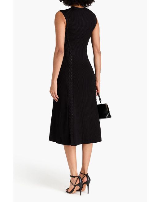 Jonathan Simkhai Black Lorena Lace-up Ribbed-knit Midi Dress