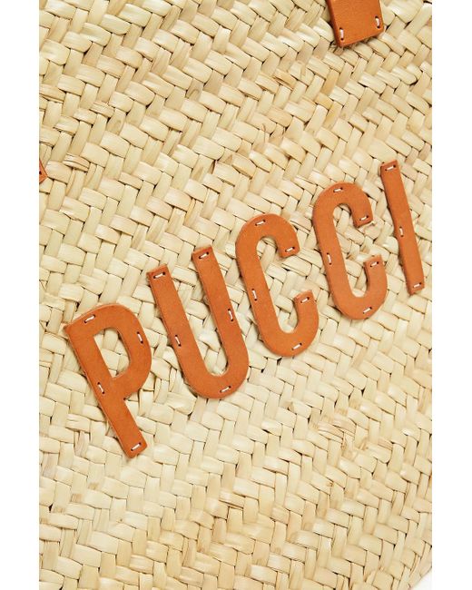 Emilio Pucci Metallic Leather-trimmed Straw Tote