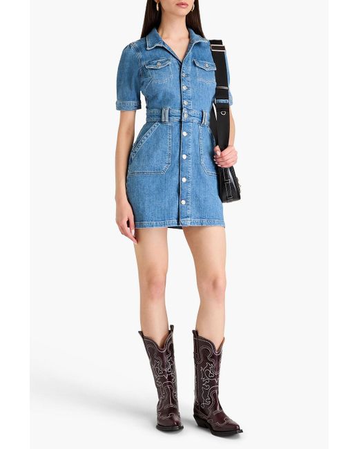 PAIGE Mayslie Denim Mini Shirt Dress in Blue | Lyst