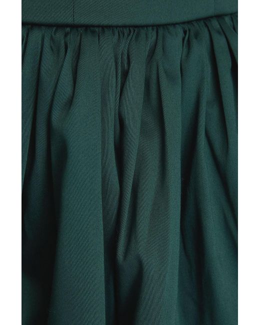 TOVE Green Tamie Strapless Cotton-blend Sateen Peplum Top